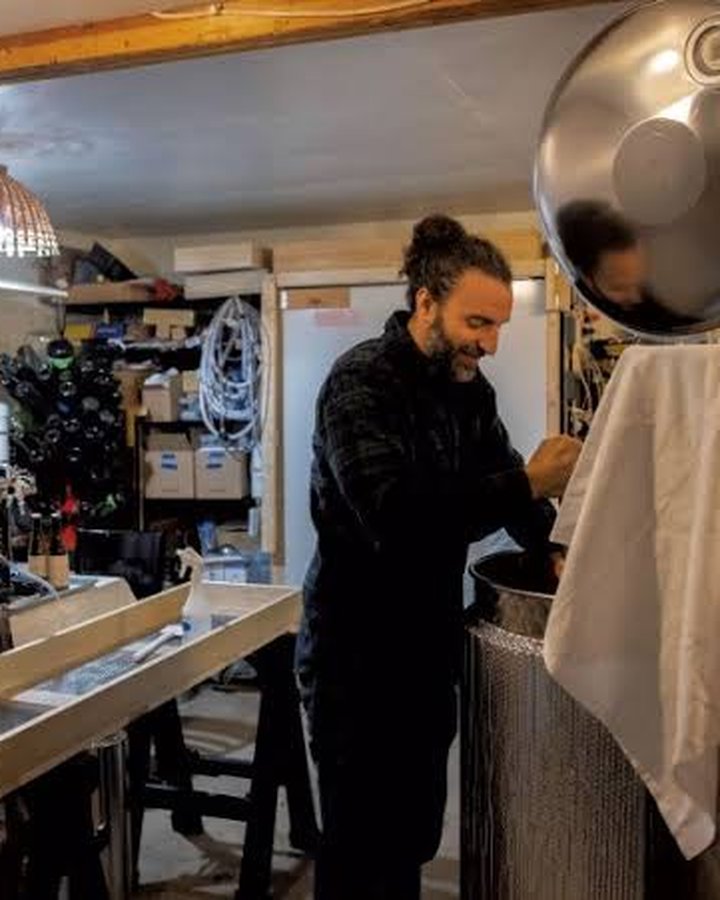 Andrew Baker brewing Vermont Sake